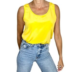 Vintage Serge Nancel yellow flowy boxy sleeveless tank top EU 40